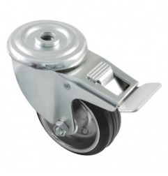AMIG 23942  
 Rueda con agujero y freno 2525  
 Ø125 mm  
 Goma  
 Negro