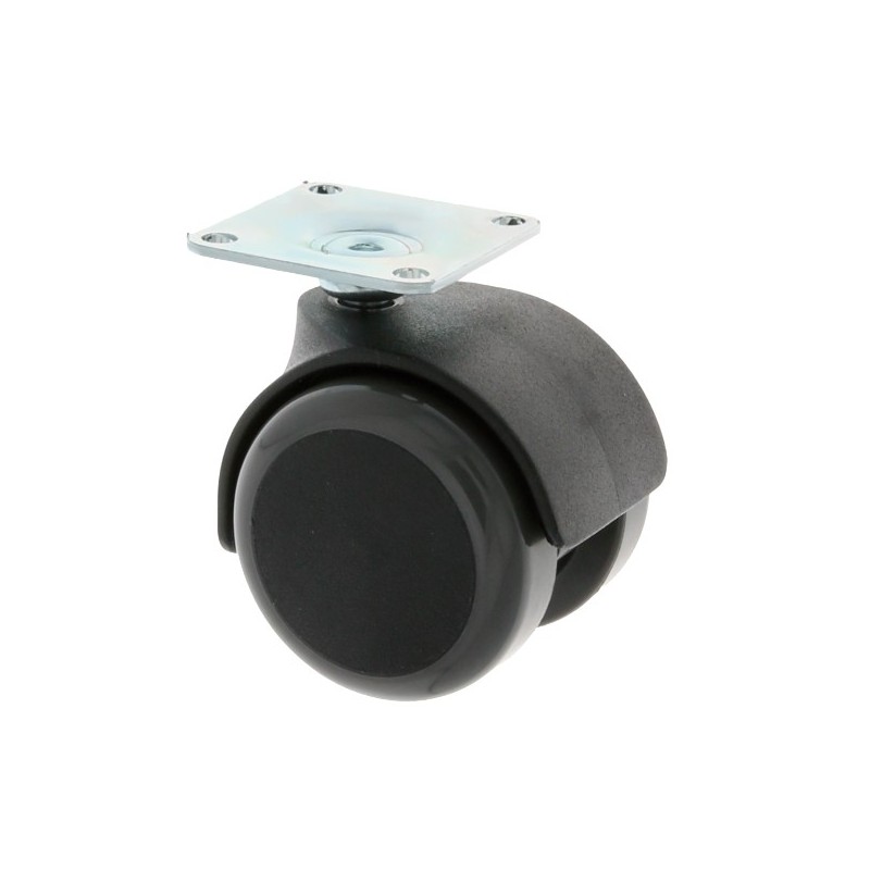 AMIG 23945  
 Rueda con pletina 1506  
 Ø50 mm  
 Nylon  
 Gris-negro