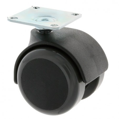 AMIG 23945  
 Rueda con pletina 1506  
 Ø50 mm  
 Nylon  
 Gris-negro