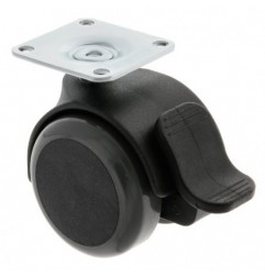 AMIG 23946  
 Rueda con pletina y freno 1506  
 Ø50 mm  
 Nylon  
 Gris-negro