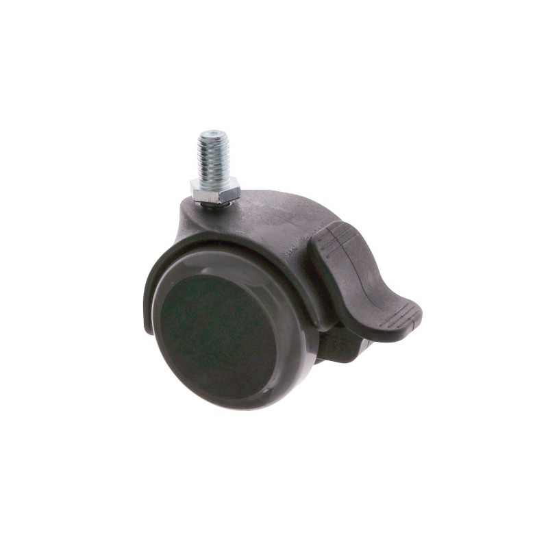 AMIG 23950  
 Rueda con espiga roscada y freno 1507  
 Ø50 mm  
 Nylon  
 Gris-negro