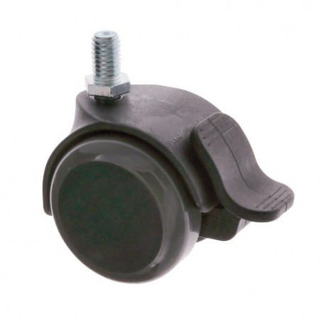 AMIG 23950  
 Rueda con espiga roscada y freno 1507  
 Ø50 mm  
 Nylon  
 Gris-negro