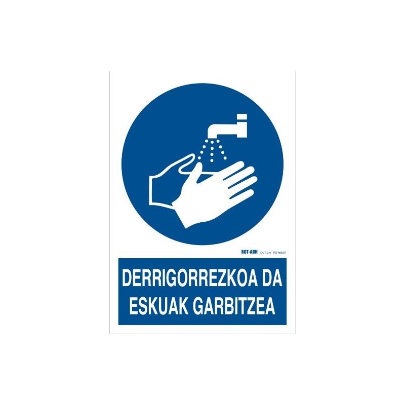 AMIG 24007  
 Señal obligación adhesiva 10010  
 90 x 120 mm  
 PVC  
 Blanco/Azul