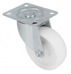 AMIG 24010  
 Rueda con pletina 2550  
 Ø125 mm  
 Nylon  
 Blanco