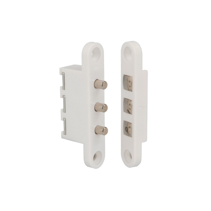 AMIG 24019  
 Contacto puerta 3P  
 71 x 14 mm  
 Nylon  
 Blanco