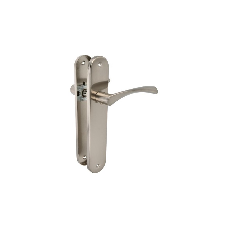 AMIG 24022  
 Manilla con placa ISHI PB  
 240 x 45 mm  
 Aluminio  
 Níquel cepillado