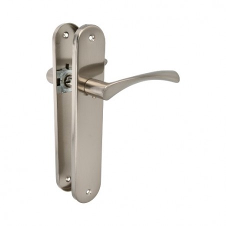 AMIG 24022  
 Manilla con placa ISHI PB  
 240 x 45 mm  
 Aluminio  
 Níquel cepillado