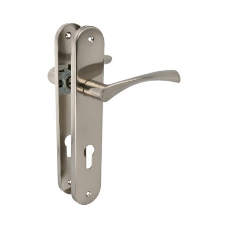 AMIG 24023  
 Manilla con placa ISHI PB85  
 240 x 45 mm  
 Aluminio  
 Níquel cepillado