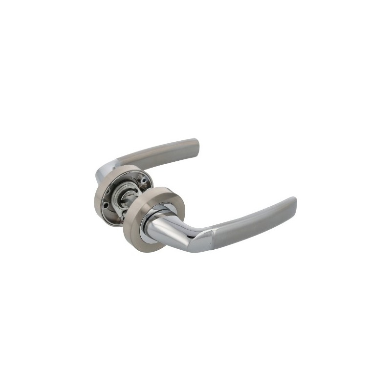 AMIG 24027  
 Manilla con roseta HISA  
 Ø52 mm  
 Aluminio  
 Níquel cepillado