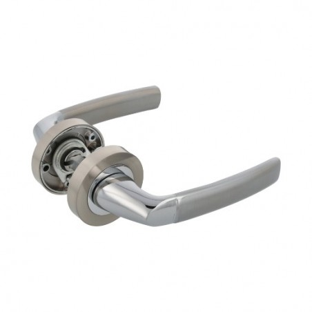 AMIG 24027  
 Manilla con roseta HISA  
 Ø52 mm  
 Aluminio  
 Níquel cepillado
