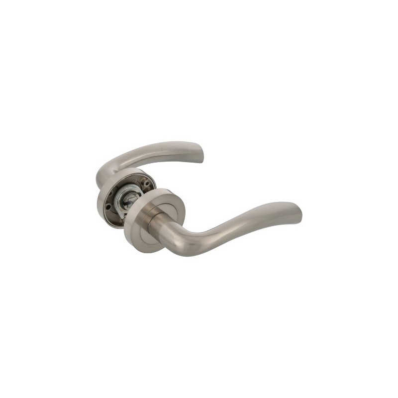 AMIG 24028  
 Manilla con roseta MIKA  
 Ø52 mm  
 Aluminio  
 Níquel cepillado