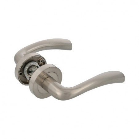 AMIG 24028  
 Manilla con roseta MIKA  
 Ø52 mm  
 Aluminio  
 Níquel cepillado