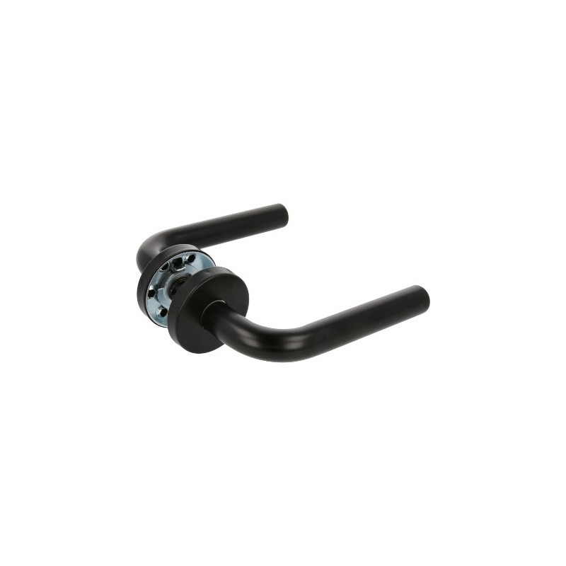 AMIG 24034  
 Manilla con roseta 4RX  
 Ø52 mm  
 Acero inoxidable  
 Negro