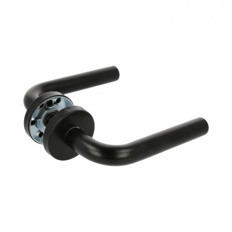 AMIG 24034  
 Manilla con roseta 4RX  
 Ø52 mm  
 Acero inoxidable  
 Negro