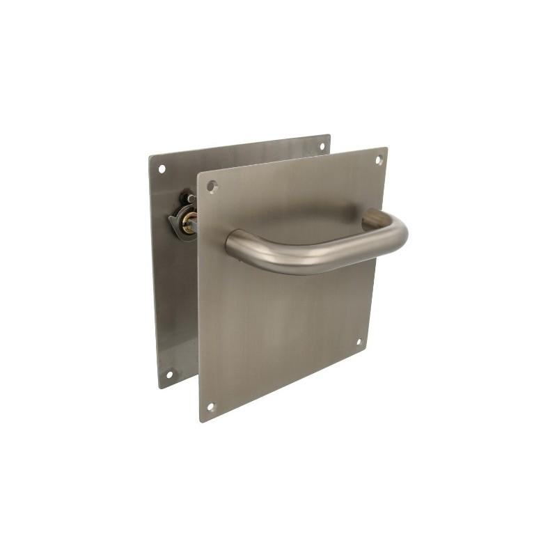 AMIG 24037  
 Manilla con placa 3C AMHYG  
 180 x 180 mm  
 Acero inoxidable 18/8  
 Mate