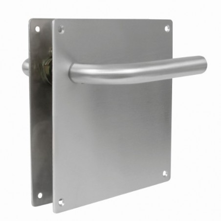 AMIG 24038  
 Manilla con placa 4C AMHYG  
 180 x 180 mm  
 Acero inoxidable 18/8  
 Mate