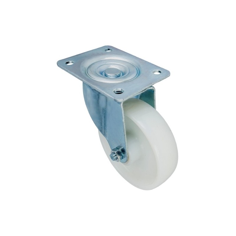 AMIG 24265  
 Rueda con pletina 2550  
 Ø150 mm  
 Nylon  
 Blanco