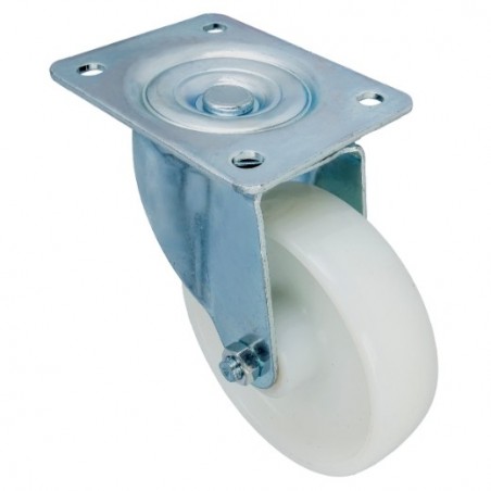 AMIG 24265  
 Rueda con pletina 2550  
 Ø150 mm  
 Nylon  
 Blanco