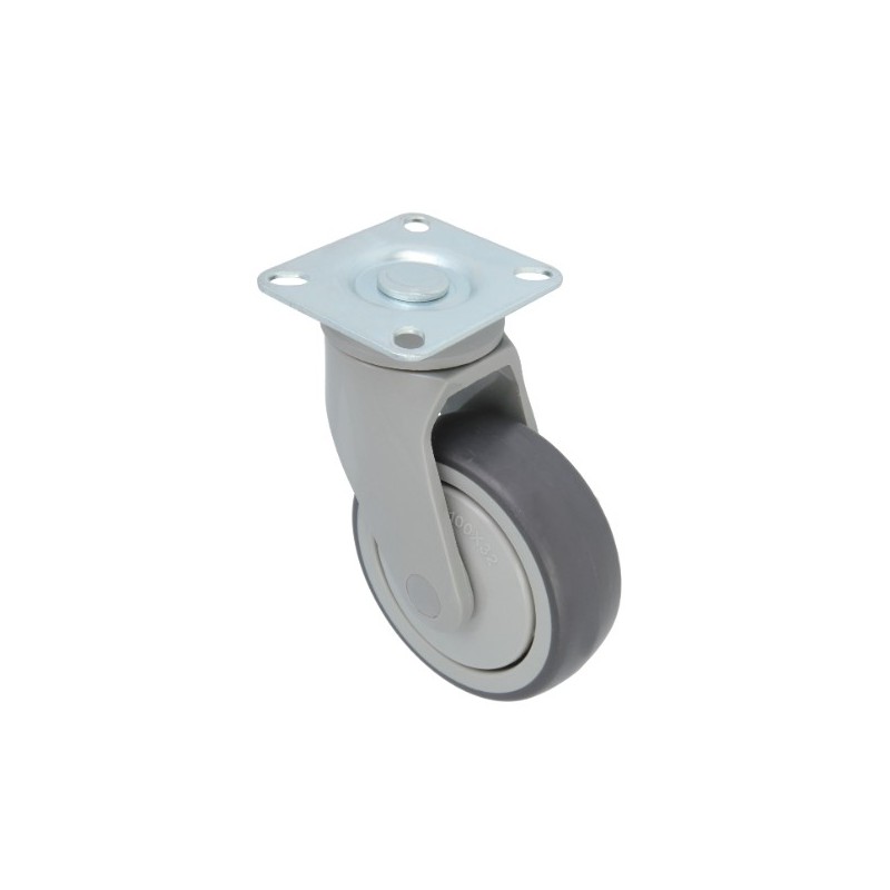AMIG 24268  
 Rueda con pletina 2535  
 Ø100 mm  
 Goma  
 Gris