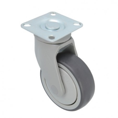 AMIG 24268  
 Rueda con pletina 2535  
 Ø100 mm  
 Goma  
 Gris