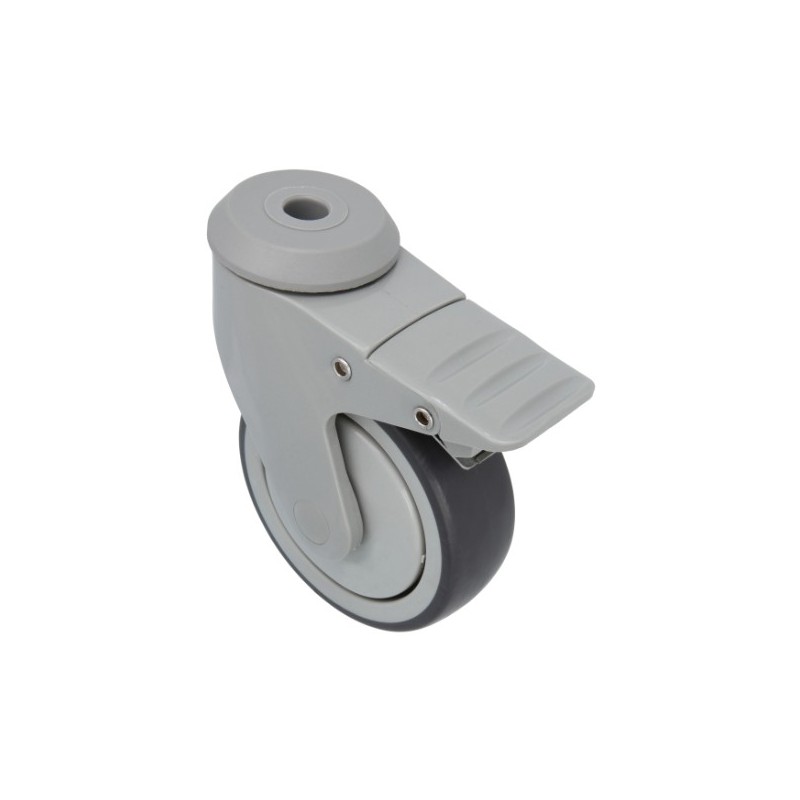 AMIG 24271  
 Rueda con agujero y freno 2536  
 Ø100 mm  
 Goma  
 Gris