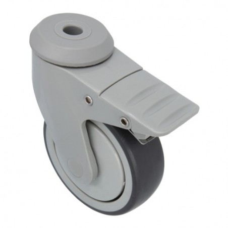 AMIG 24271  
 Rueda con agujero y freno 2536  
 Ø100 mm  
 Goma  
 Gris