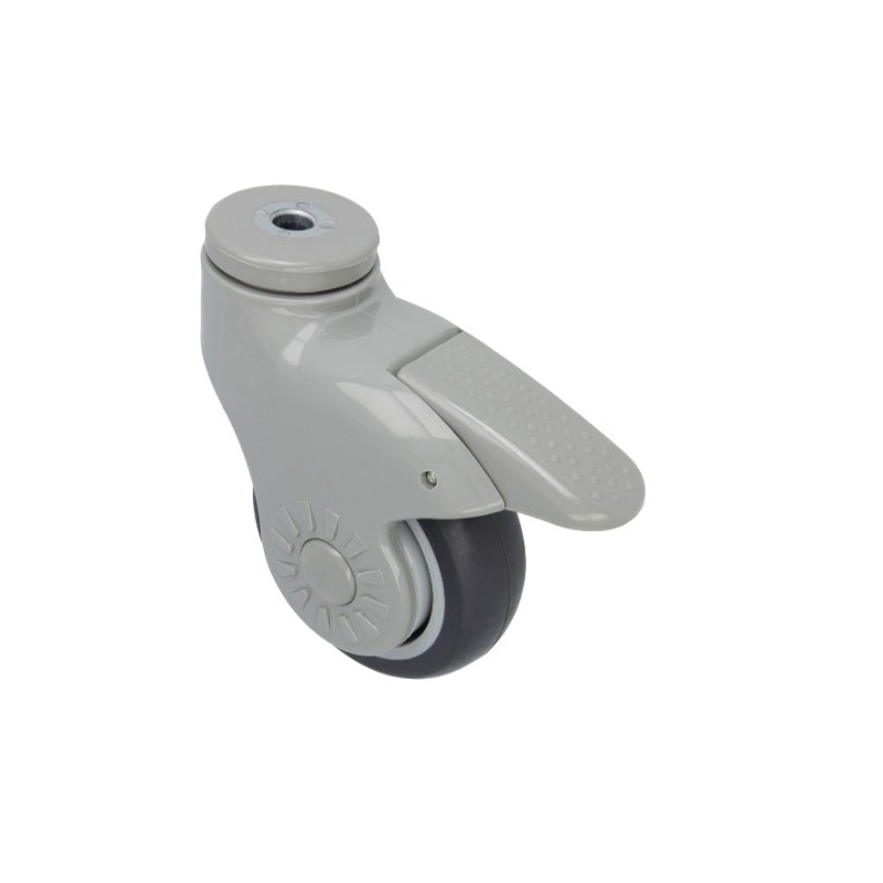 AMIG 24273  
 Rueda con agujero y freno 2537  
 Ø100 mm  
 Goma  
 Gris
