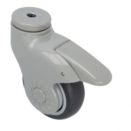 AMIG 24273  
 Rueda con agujero y freno 2537  
 Ø100 mm  
 Goma  
 Gris