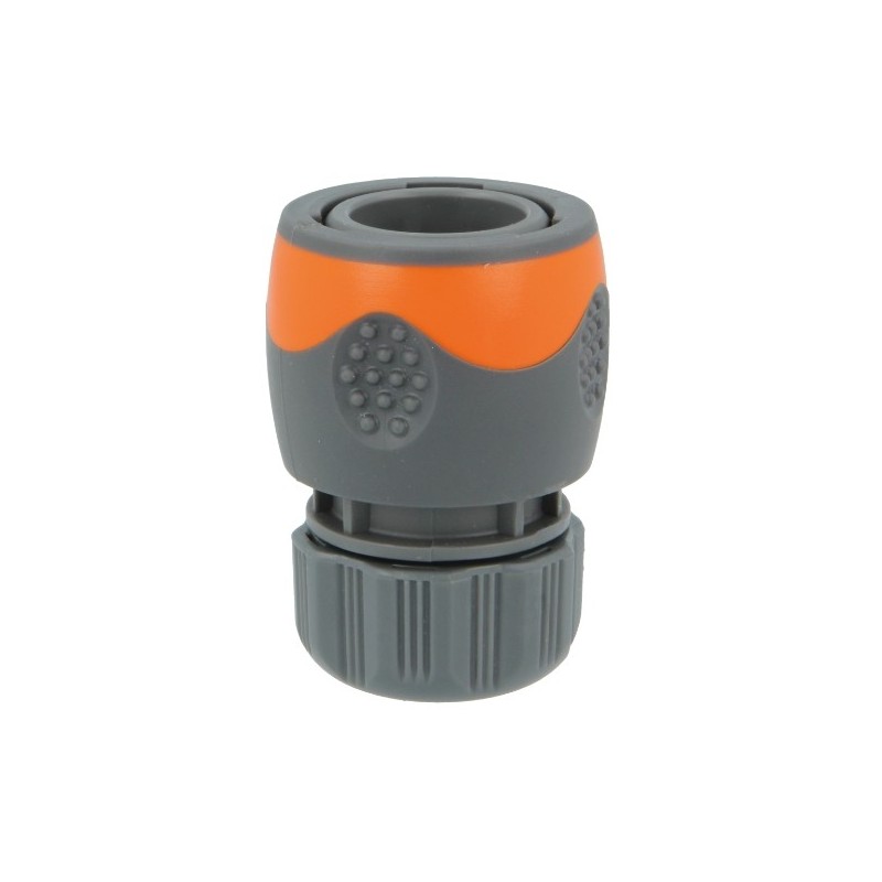 AMIG 24353  
 Empalme rápido manguera R08 PLUS  
 1/2''  
 ABS + goma  
 Naranja-Gris