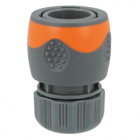 AMIG 24353  
 Empalme rápido manguera R08 PLUS  
 1/2''  
 ABS + goma  
 Naranja-Gris