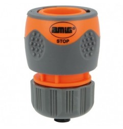 AMIG 24359  
 Empalme rápido manguera R09 STOP PLUS  
 1/2''  
 ABS + goma  
 Naranja-Gris