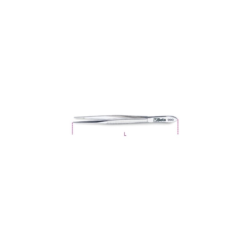 990 130 Pinza de puntas finas, rectas y redondeadas de acero inoxidable