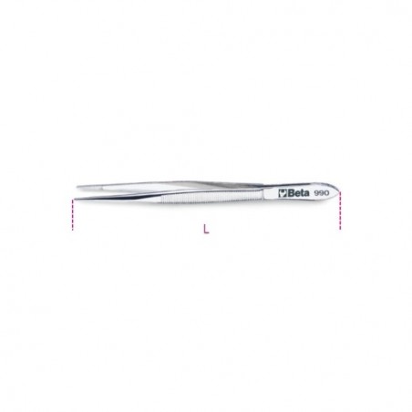 990 130 Pinza de puntas finas, rectas y redondeadas de acero inoxidable