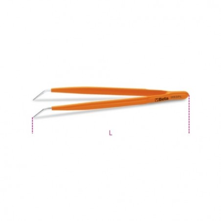 993PL 150 Pinza de puntas finas, curvadas y redondeadas de acero inoxidable con mangos de PVC