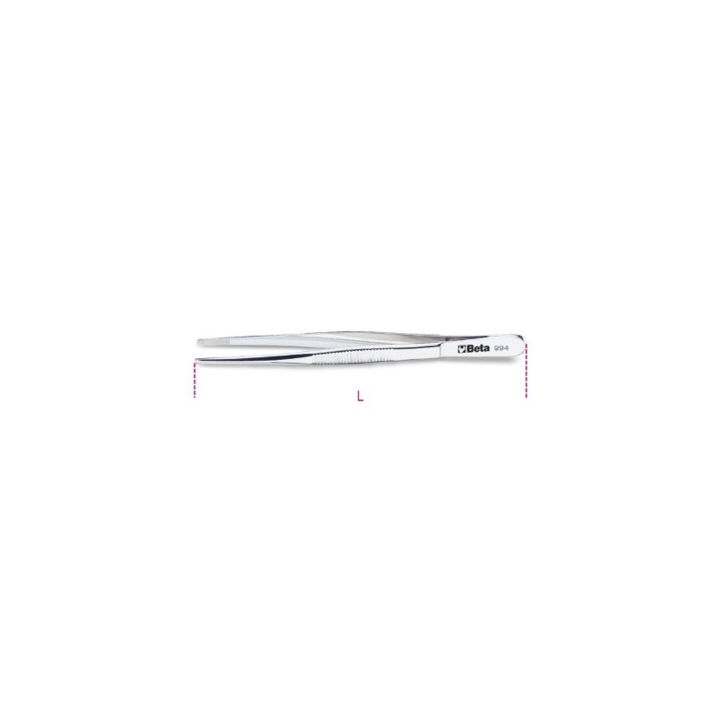 994 150 Pinza de puntas anchas, rectas y redondeadas de acero inoxidable