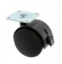 AMIG 24535  
 Rueda con pletina y freno 1504  
 Ø60 mm  
 Nylon  
 Negro