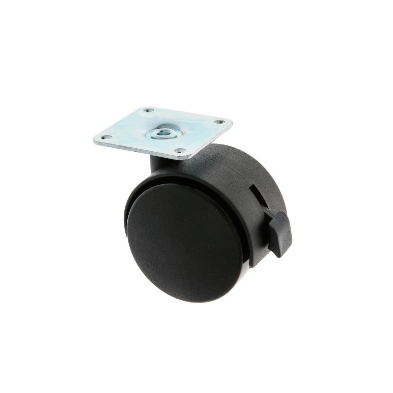 AMIG 24535  
 Rueda con pletina y freno 1504  
 Ø60 mm  
 Nylon  
 Negro