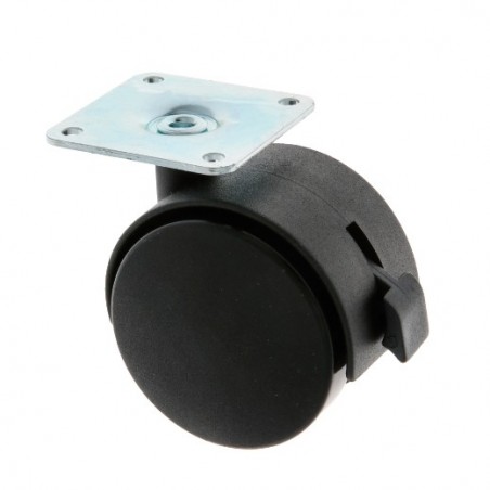 AMIG 24535  
 Rueda con pletina y freno 1504  
 Ø60 mm  
 Nylon  
 Negro