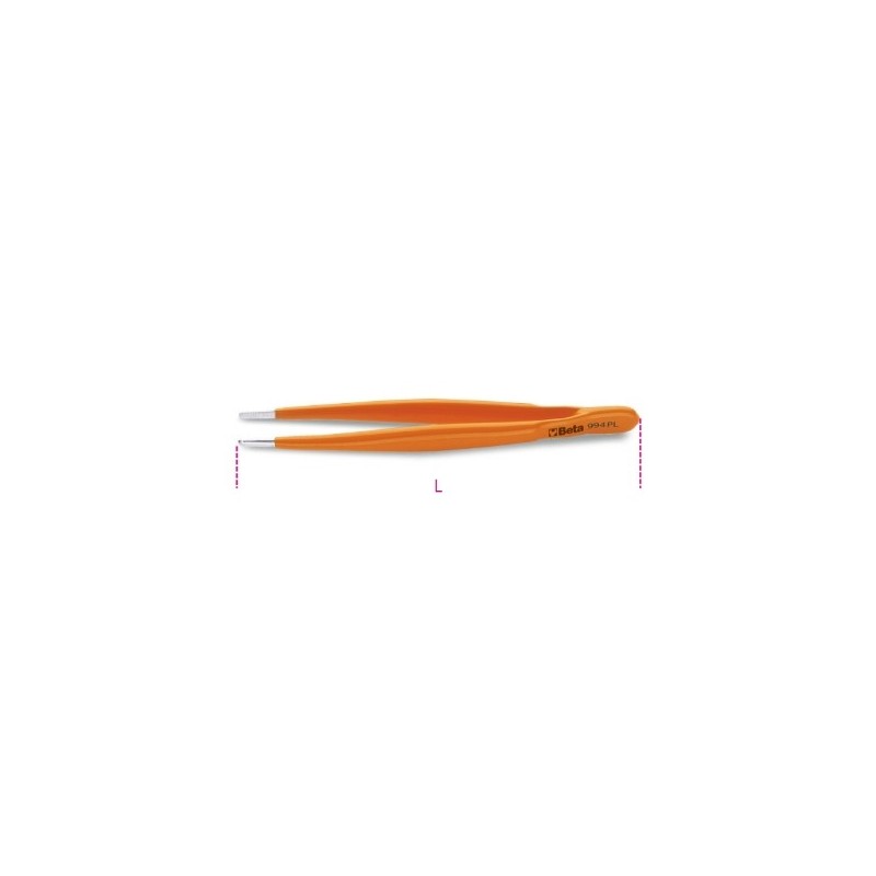 994PL 150 Pinza de puntas anchas, rectas y redondeadas de acero inoxidable con mangos de PVC