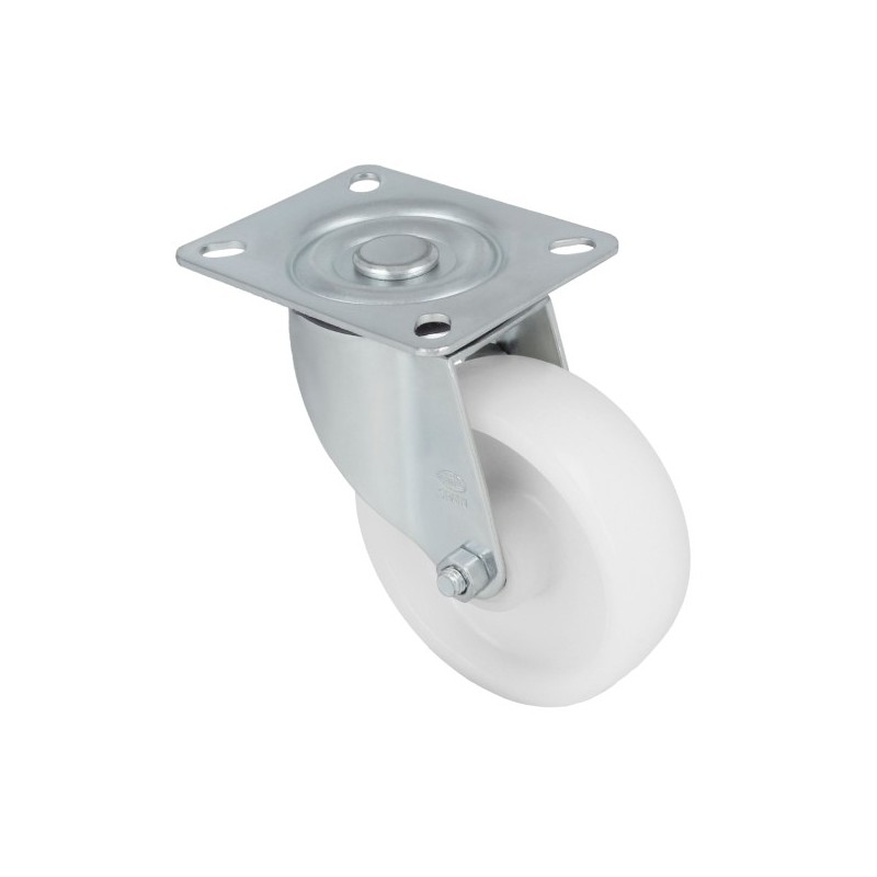 AMIG 24617  
 Rueda con pletina 2550  
 Ø200 mm  
 Nylon  
 Blanco