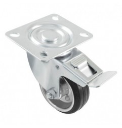 AMIG 24621  
 Rueda con pletina y freno 2523  
 Ø160 mm  
 Goma  
 Negro