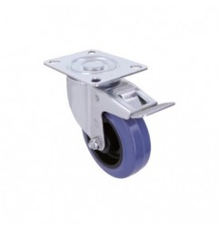 AMIG 24624  
 Rueda con pletina y freno 2700  
 Ø100 mm  
 Goma  
 Azul
