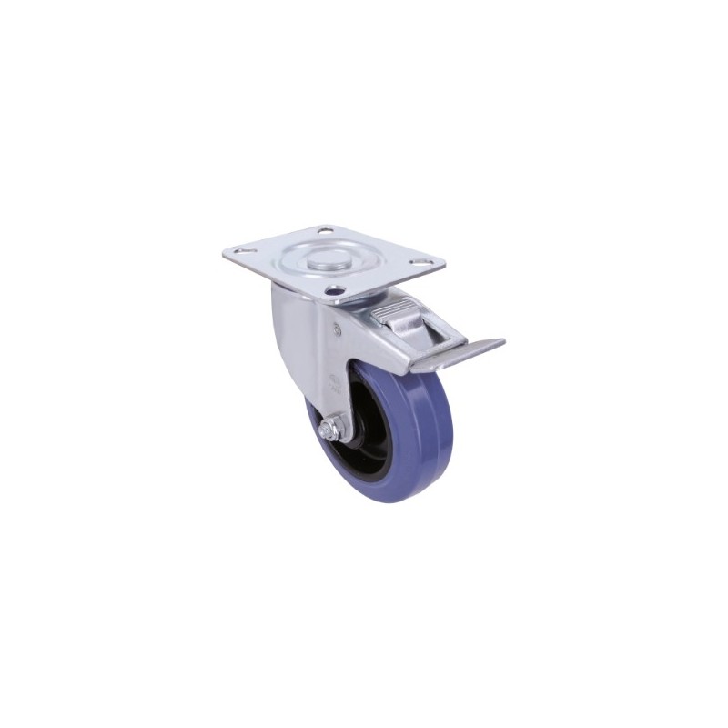 AMIG 24624  
 Rueda con pletina y freno 2700  
 Ø100 mm  
 Goma  
 Azul