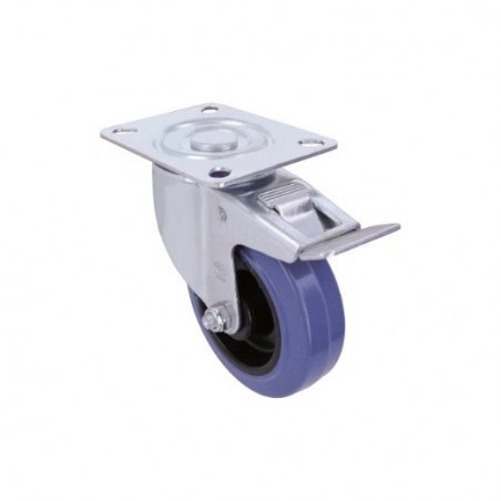 AMIG 24624  
 Rueda con pletina y freno 2700  
 Ø100 mm  
 Goma  
 Azul
