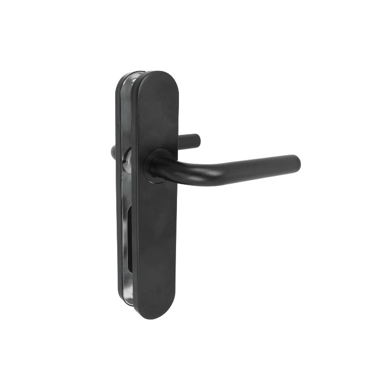 AMIG 24653  
 Manilla con placa 4PX  
 245 x 45 mm  
 Acero inoxidable  
 Negro