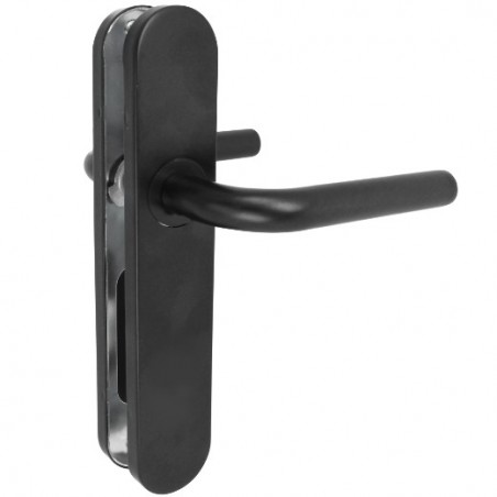 AMIG 24653  
 Manilla con placa 4PX  
 245 x 45 mm  
 Acero inoxidable  
 Negro