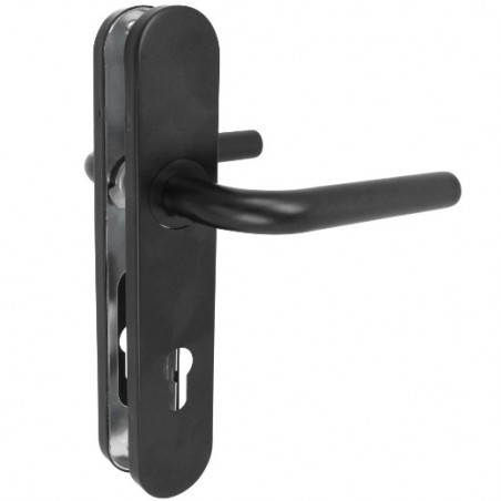 AMIG 24654  
 Manilla con placa 4PXB85  
 245 x 45 mm  
 Acero inoxidable  
 Negro