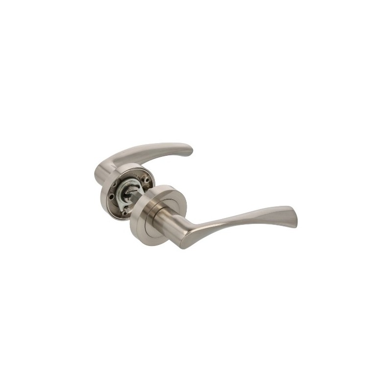 AMIG 24657  
 Manilla con roseta ISHI RX  
 Ø52 mm  
 Aluminio  
 Níquel cepillado