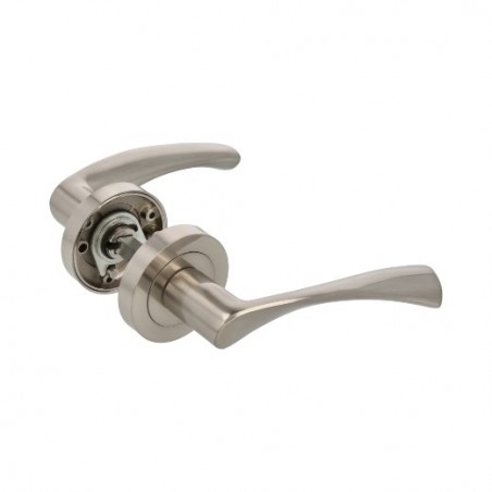 AMIG 24657  
 Manilla con roseta ISHI RX  
 Ø52 mm  
 Aluminio  
 Níquel cepillado