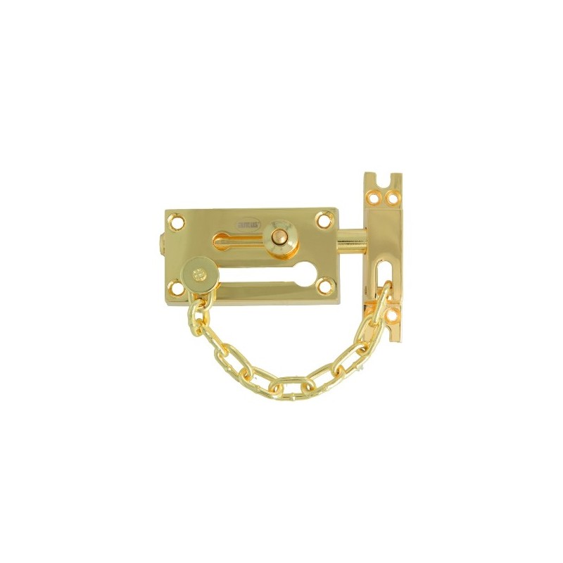 AMIG 24795  
 Pasador con cadena de seguridad 475  
 80 x 45 mm  
 Zamak  
 Latonado